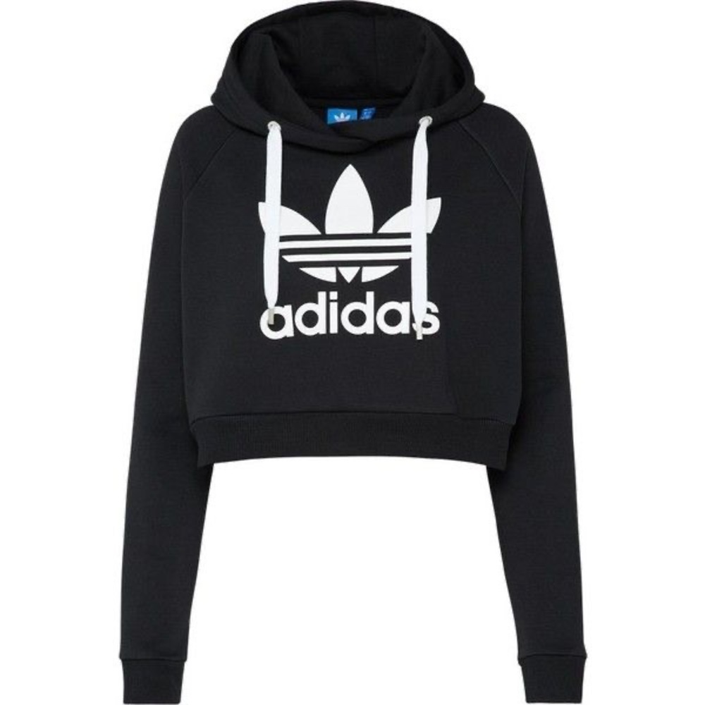 Adidas Trefoil Black Cropped Hoodie
